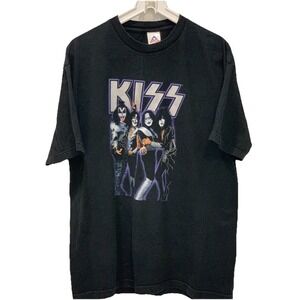 Vintage 2005 KISS Gene Simons Paul Stanley Black/Purple Graphic Band T-Shirt XL